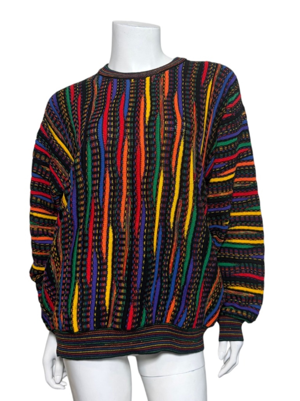 Vintage Tundra Canada 3D Textured Knit Sweater Men’s M Multicolor Cotton